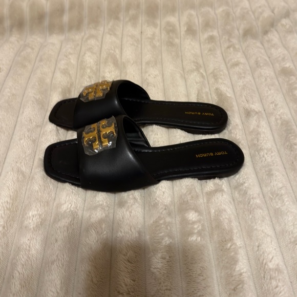 Tory Burch Eleanor Slide Perfect Black / Gold Women’s Size 8.5 - Picture 3 of 6
